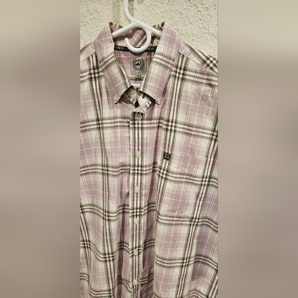 Men's Cinch Button Down Western Short Sleeve Shirt size XLarge Purple Plaid - Picture 3 of 5